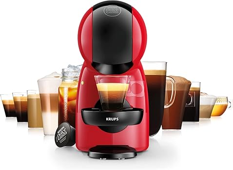 KRUPS Nescafé Dolce Gusto Máquina de café cápsulas, Presión 15 bar, Máquina de café cápsulas, Multi-bebidas frías o calientes, Intuitiva, Compacto, Modo eco, Piccolo XS Rojo KP1A35102