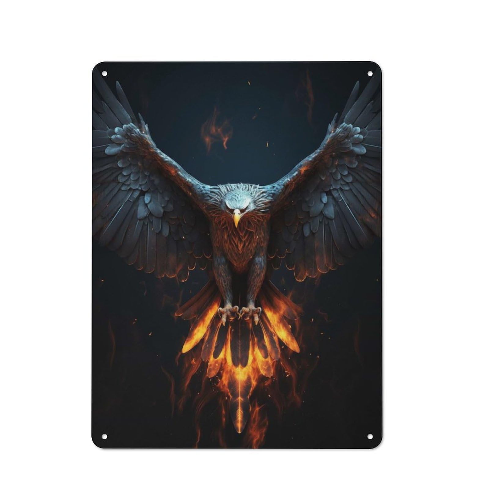 Junmoney Style-4 Mythical Phoenix Vintage Metal Wall Decor 40X30cm, Tin Wall Sign For Restaurant, Kitchen, Counter Or Breakfast Nook