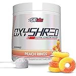 EHP Labs OxyShred Pre Workout Powder - Preworkout Powder with L Glutamine & Acetyl L Carnitine, Energy Boost Drink - Peach Candy Rings, 60 Servings