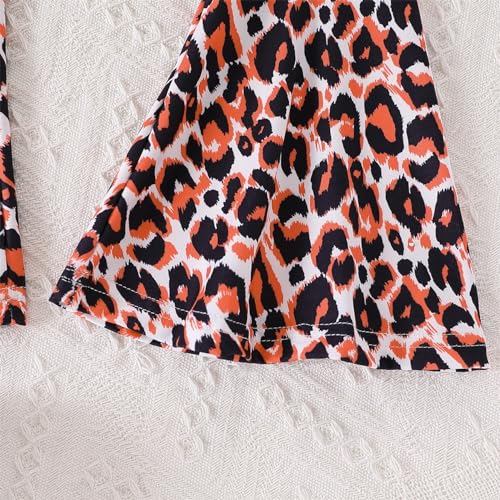 Image of Ayzozuy Kids Toddler Girl Clothes Letter Print Graphic Top + Leopard Print Flare Leg Pants 2PC Summer Clothing Set