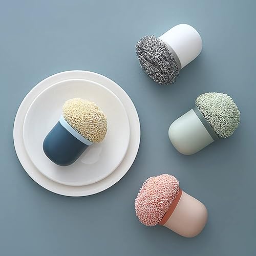 Miniatura 2 de 4 cepillos para platos de olla con mango redondo, repuesto para cacerola, fregadero, fregadero, cepillo de limpieza