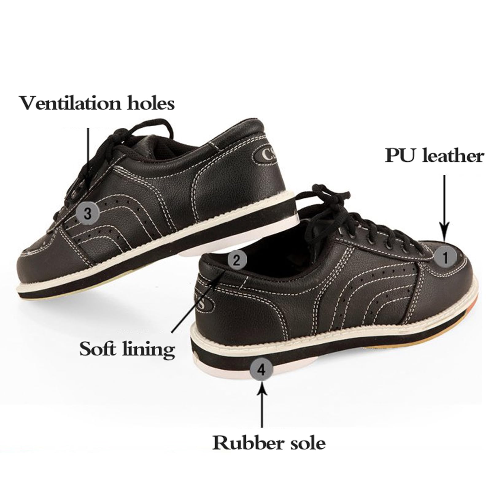 Scarpe da Bowling per Uomo da Donna,Scarpe da Bowling Leggere E Traspiranti,Cotone Ispessito sul Tallone per,Fori di Ventilazione,Adatte A Tutti I Livelli