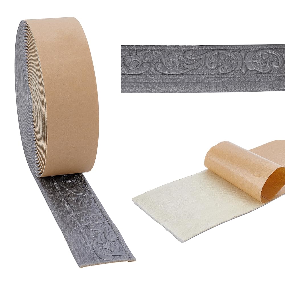 NBEADS 10M Peel and Stick Self Adhesive Foam Trim, 7.8cm Wide 3D Decorative Wallpaper Border Wall Edging Foam Wall Baseboard Trim for Hotel Home DIY Decoration, Light Grey