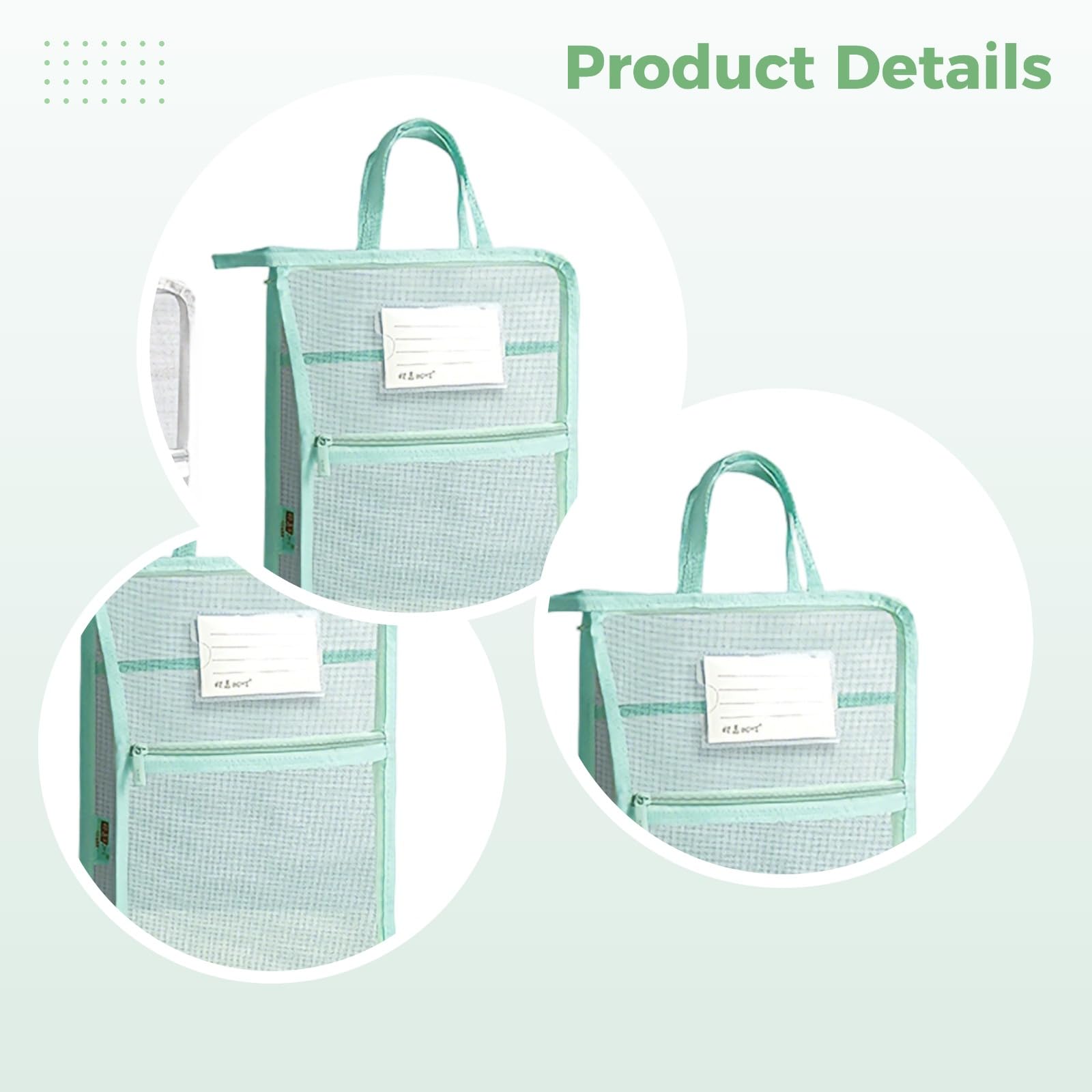 Lote de 5 bolsas para documentos en forma de L con asa, de gran apertura, organizadores de malla con cremallera para material escolar, 33,5 x 25 x 6 cm, bolsa transparente para exámenes de estudiantes