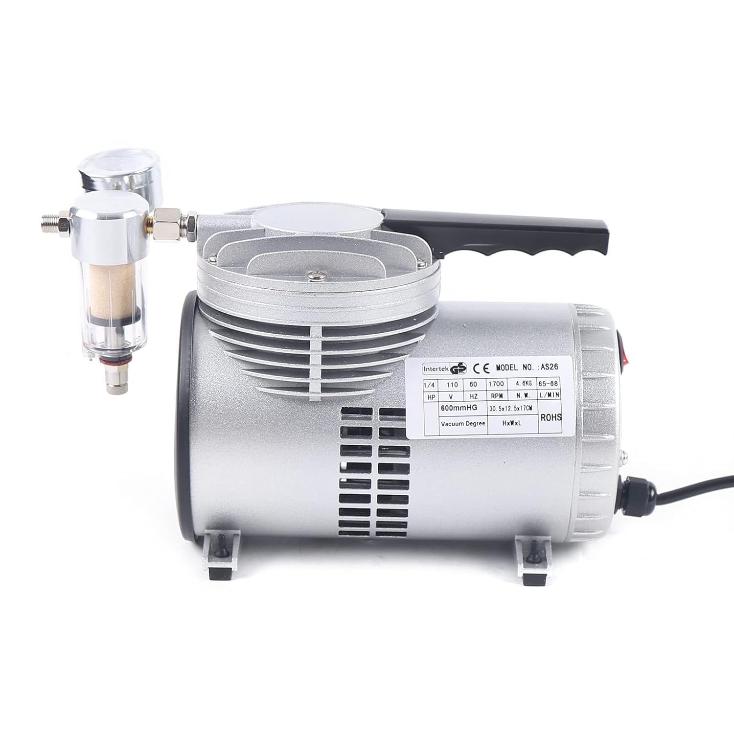 Oilless Diaphragm Vacuum Pump Industrial Oil Free Vacuum Suction Pump 20-23L/min, 1450/1700r.p.m High Speed Lab Oil-Free Mute Suction Vacuum Pump