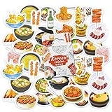46 Stück Koreanische Küche Aufkleber, Koreanische Spezialitäten Lebensmittel Aufkleber für Kinder Teenager Erwachsene Reisekoffer, Laptop, Planer, Kalender, Scrapbook, Koffer, Notebooks, Journal