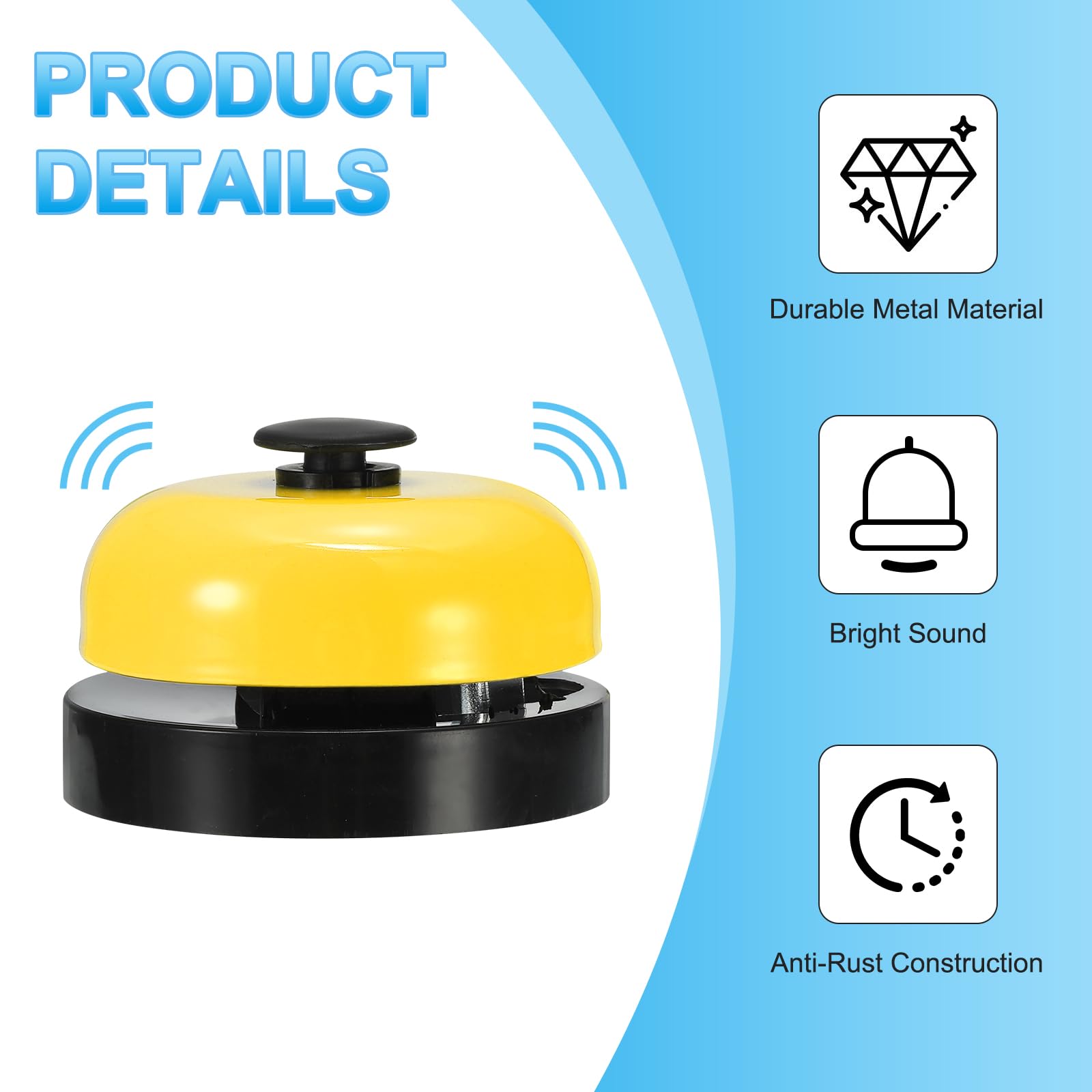 PATIKIL Desk Call Bell 2.5" Diameter,2 Pcs Dinner Desk Front Bell for Service with Metal Anti-Rust Construction for Hotel Restaurant Reception Areas Office Warehouse - Image 4