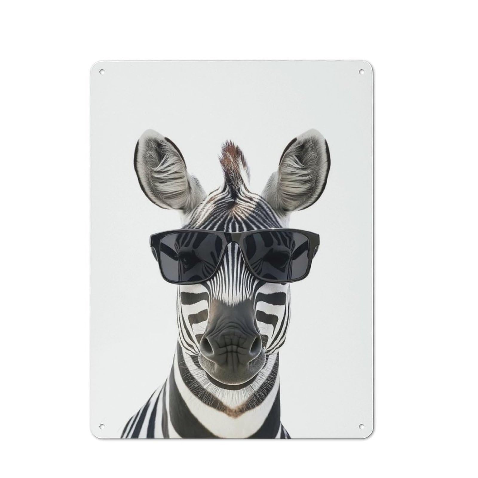 Junmoney Style-10 Cool Zebra With Sunglasses Metal Wall Plaque, Easy To Hang Plaque For Home Cafe, Breakfast Area Or Pantry Wall, 40X30cm