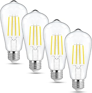 Vintage Edison Bulbs,Light Bulbs 60 Watt,7W 800Lms,E26 LED Bulb 60 Watt Equivalent,LED Light Bulbs Non-Dimmable,Warm White 2700K,90+ CRI,ST64 Antique LED Filament Bulbs,E26 Base,Clear Glass,Pack of 4