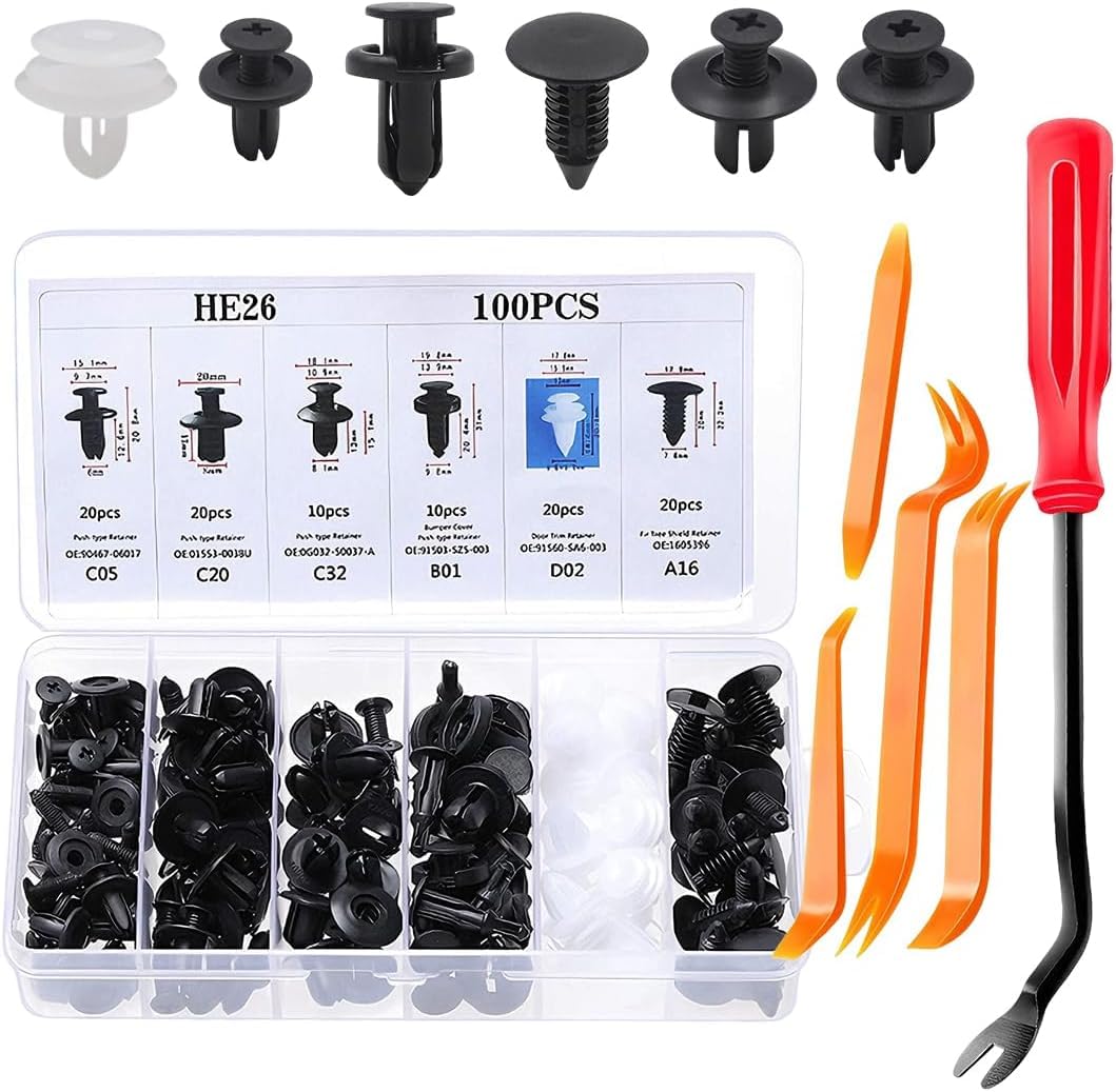QIZUN 100 Pcs Car Trim Clips Plastic Fasteners for Hyundai Tucson/Tucson N Line/Tucson PHEV/Santa Fe 2023-, Car Plastic Rivets Set, Expansion Rivets Plastic, Rivets Door Trim Retainer Kit