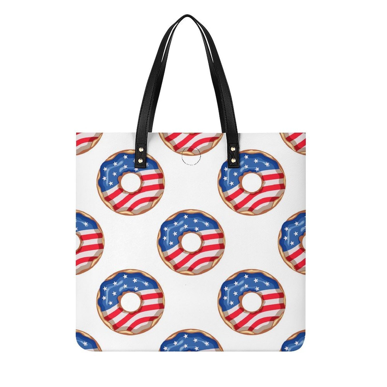 Sac à main shopper beignet drapeau américain grand format 39x39cm - 8