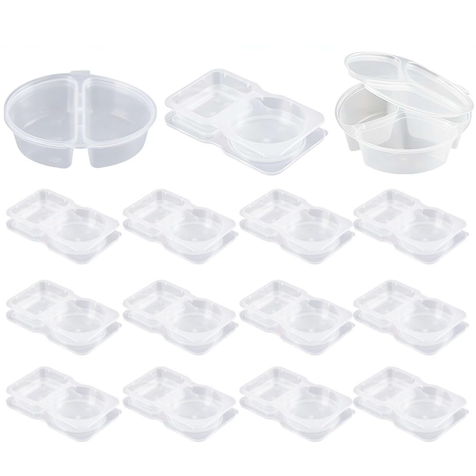Contenitori Per Condimenti 2 Scomparti Con Coperchi - 8 Pezzi, Riutilizzabili E Lavabili, Ideali Per Salse, Snack Da Viaggio E Cibo Da Asporto