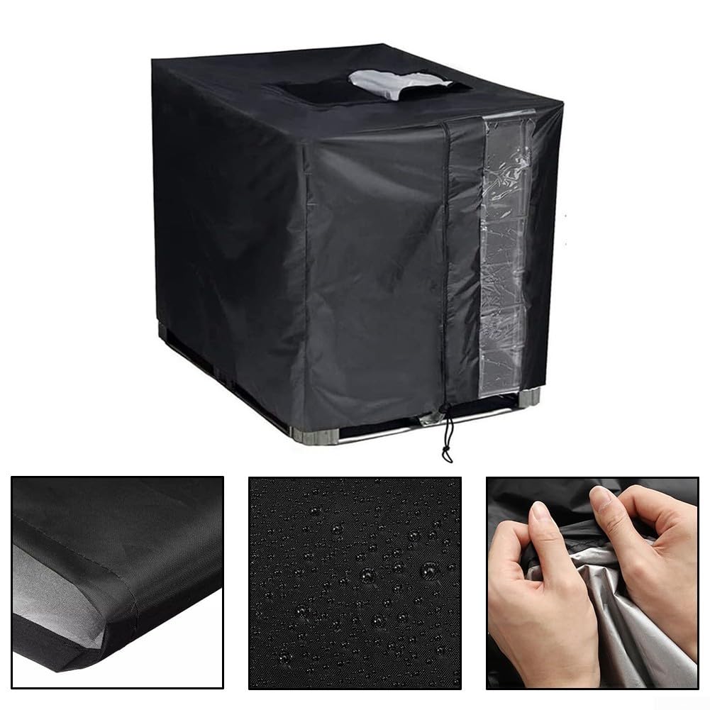 IBC - Copertura protettiva per serbatoio dell'acqua da 300 L, 600 L, 800 L, 1000 L, in tessuto Oxford 420D, con cerniera e finestra trasparente (600 L)