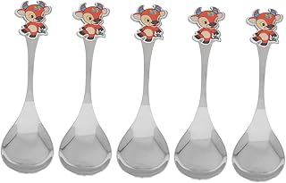 ibasenice 5 Peças Colher Infantil De Desenho Animado Colheres Infantis Colheres De Aço Inoxidável Louça Infantil Talheres De Aço Inoxidável Para Crianças Talheres Infantis De Aço Inoxidável