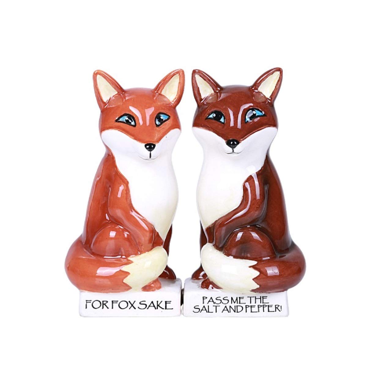 Salière et poivrière renards magnétiques en céramique pour un cadeau de mariage original
