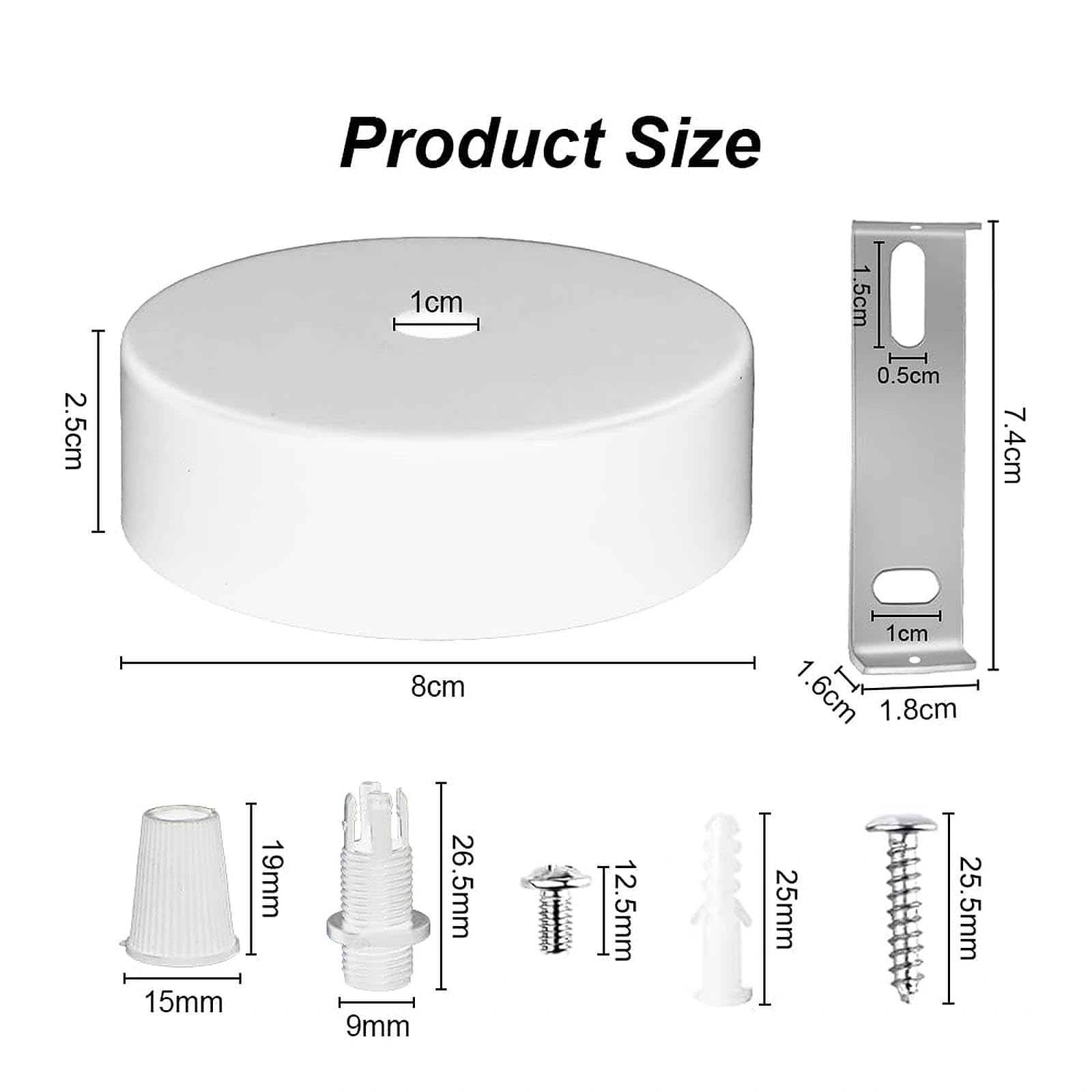 2 Piezas Rosetón Lampara Techo Blanco 80 x 25 mm Metálico Rosetón para Lampara de Techo Embellecedor de Lámparas Accesorios para Montaje de Lámparas Blanco
