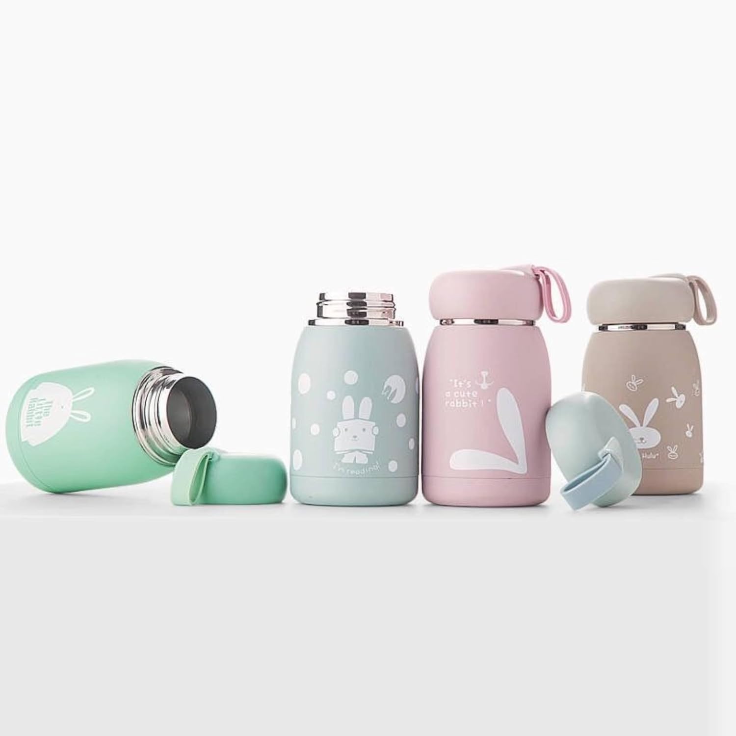 Light Blue Water Bottle 320ml Insulated Vacuum Bottle Mini Stainless Steel Mug Magic Rabbit Tea Cup, for Kids Adult, Office Car Outdoor - Image 6