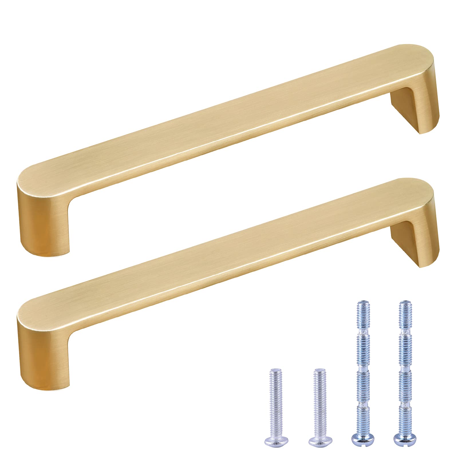 Dannisly 2 Pack Brushed Gold Cabinet Handles 5" Hole Centers Drawer Pulls Solid Zinc Alloy Cabinet Pulls Brushed Brass Furniture Kitchen Cupboard