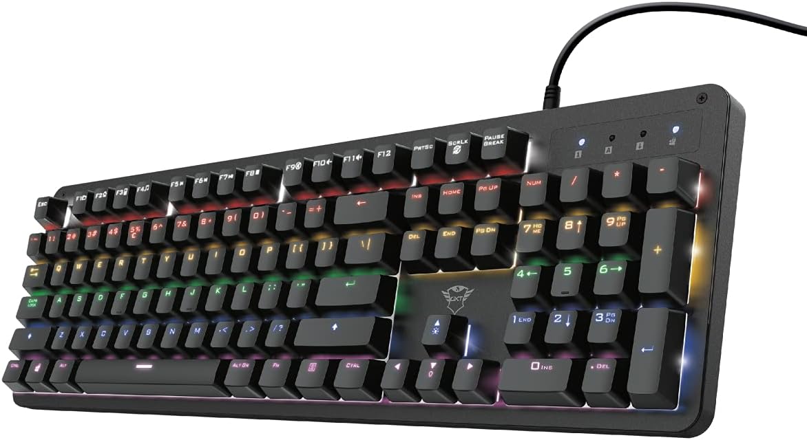 GXT 863 Mazz NL/US Mechanical Keyboard with Dutch QWERTY Layout - Mechanical Outemu Red Switch, 14 Colour Modes, USB Plug & Play, PC/Laptop
