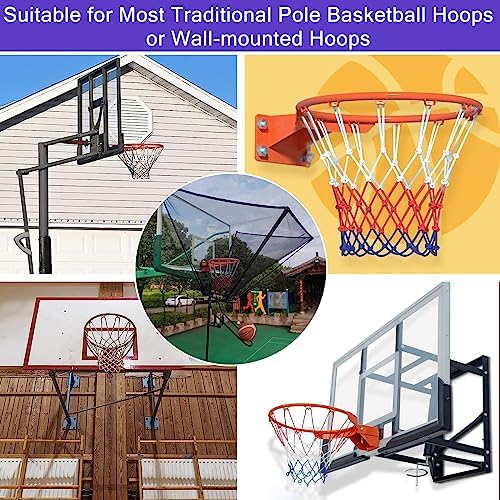 Hanging Basketball Return，Basketball Shot Returner,Hanging Basketball Shot Return Net for Kids/Youth/Adults, Outdoor Folding Basketball Training Rebounder Attachment System with Carry Bag, E