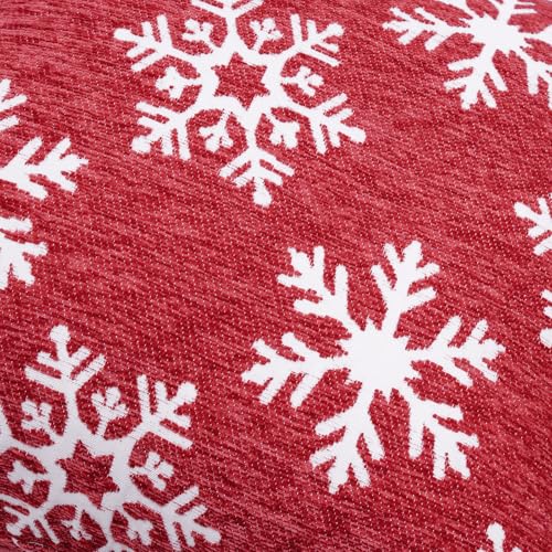 Image of Reversible Christmas Pillow Covers 14x36, Chenille Double-Sided Snowflake & Tree, Cozy Farmhouse Holiday Throw Pillowcases with Hidden Zipper for Sofa, Couch and Bed(Red,36x14)