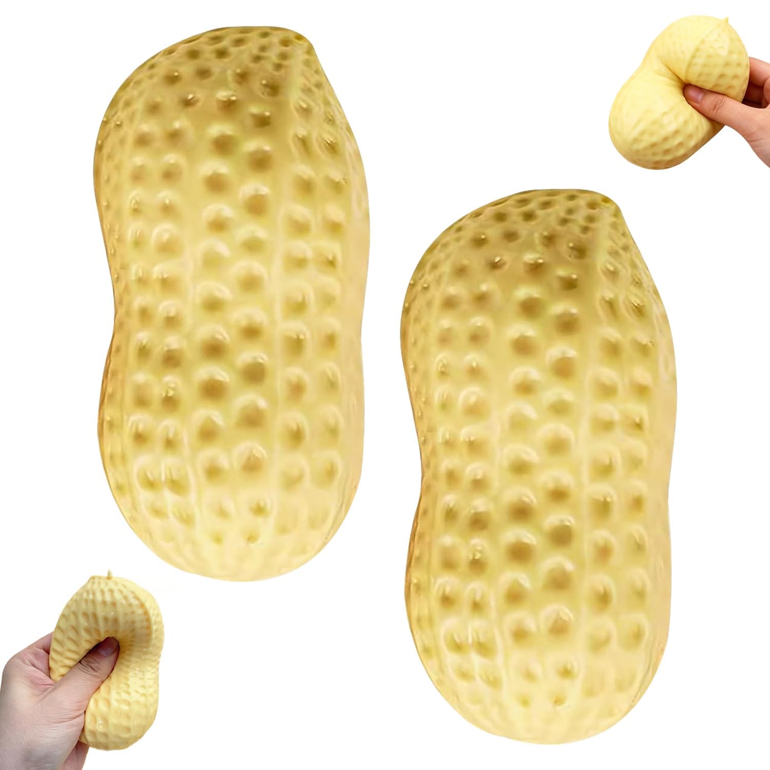2 PCS Squishy Butter Squishy Peanut Decorations, Soft Simulation Peanut Ornaments for Home Decor, Realistic Design and Gentle Texture, Ideal for Stress Relief and Creative Display-image-21