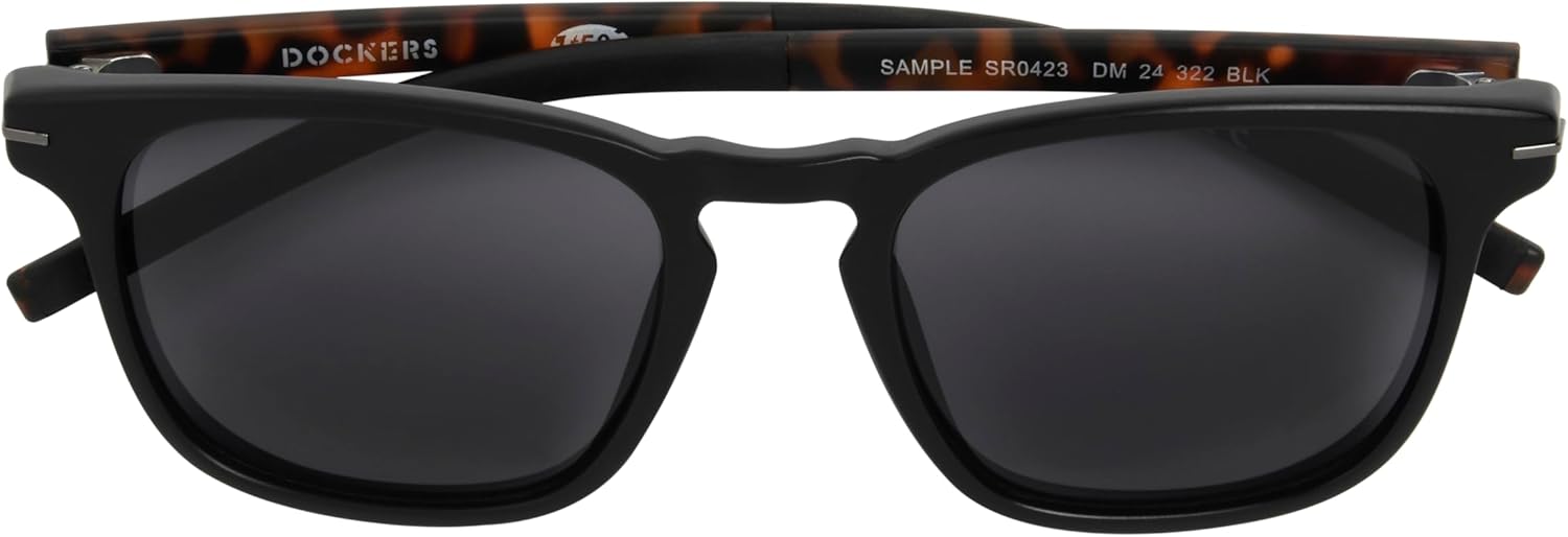 Dockers Men's Emery Sunglasses Square, Black/Tortoise, 50.8mm