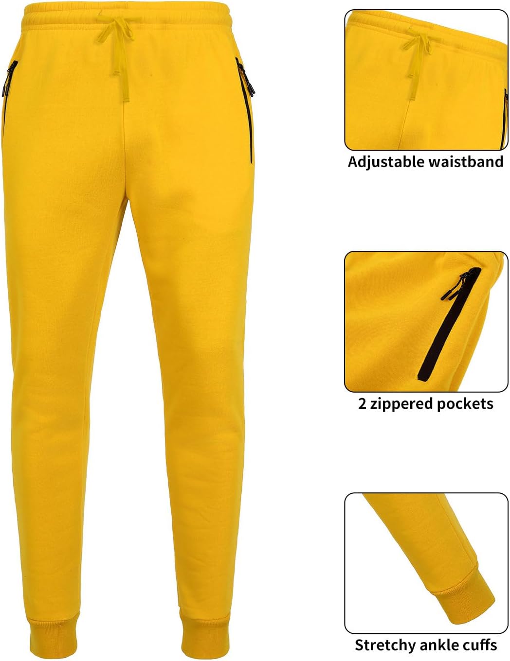 Mens Sweatsuit 2 Pieces Tracksuit Jogger Set for Men fleece Track jogging Suits Sets Hoodie Sweatpants Set, yellow M - Image 4
