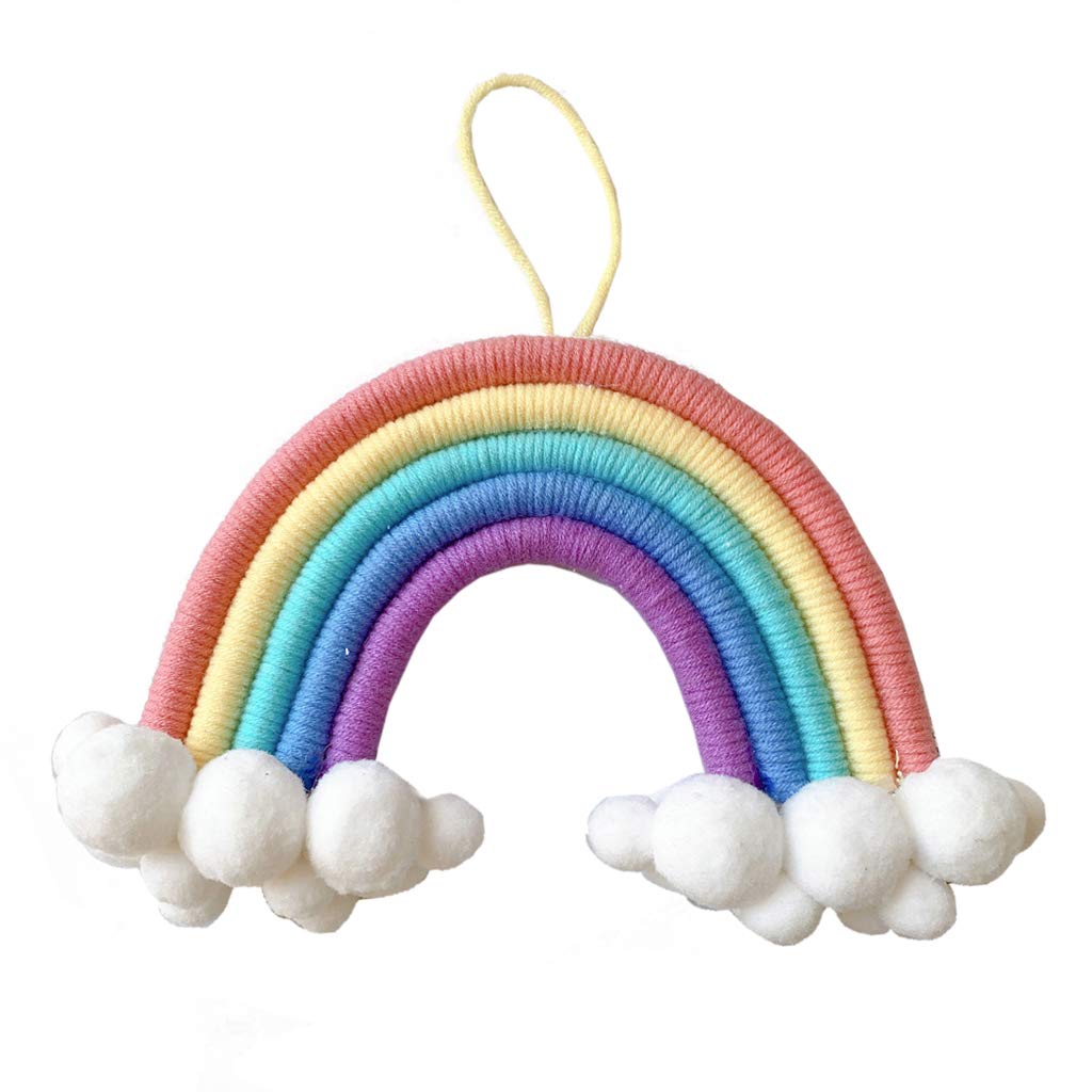 GUAN Arcobaleno da appendere alla parete, arazzo in macramè, arcobaleno, decorazione da parete colorata per Boho casa, baby shower, nursey dormitorio, festa di compleanno di Natale (confezione da 2