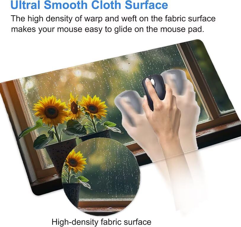 Tapis de souris grand format PC antidérapant avec bords cousus imperméables - 6