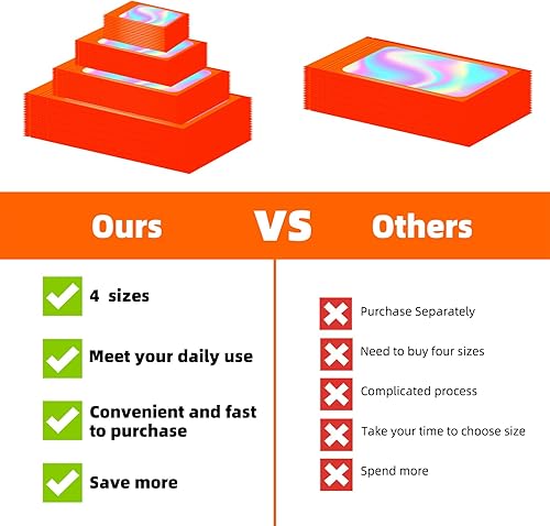 Miniatura 3 de 100 bolsas a prueba de olores, 4 tamaños, bolsas holográficas de Mylar resellables con ventana transparente, bolsas de embalaje a prueba de olores