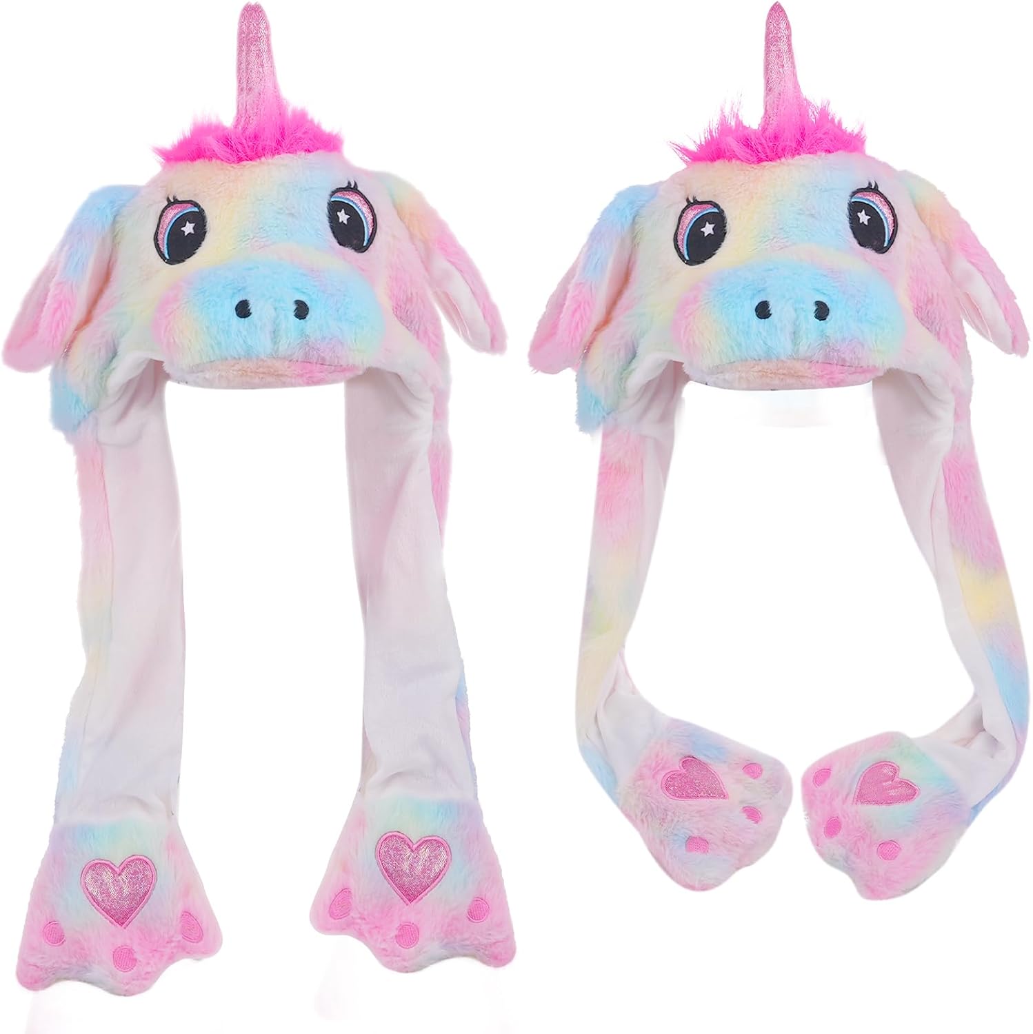 Audaisyly Funny Plush Rabbit Hat Ear Moving Jumping Hats, Cute LED Animal Beanie Cap for Women Girls Cosplay Party Holiday