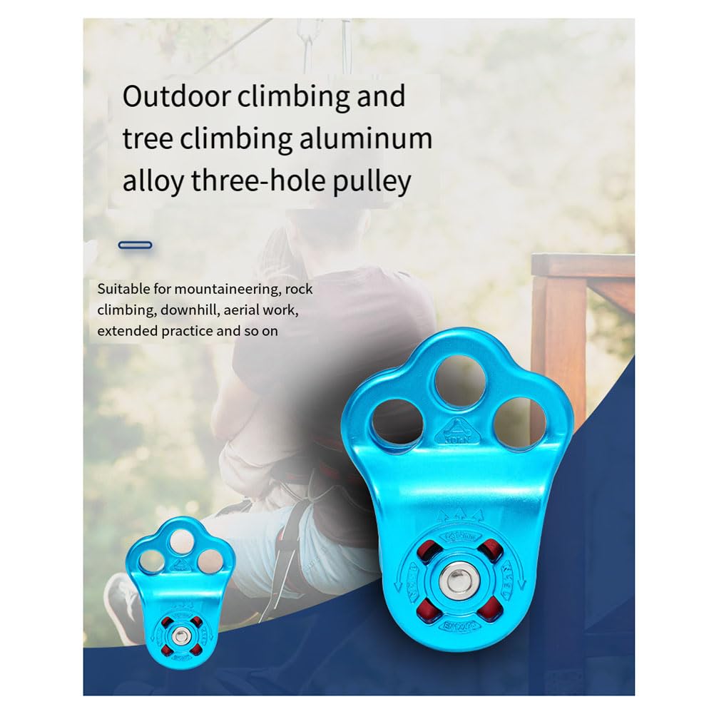 Poulie D'escalade à Trois Trous Qukaim – Aluminium Aéronautique 7075, 30 KN, Roulement à Billes, Pour Alpinisme Et Sauvetage