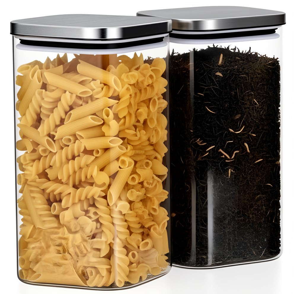Image of ginoya brothers Airtight Borosilicate Glass Square Jar With Wooden Or Steel Lid Multi-Size, Container for Spices, Coffee, Grains, Snacks & Kitchen Organization (2, STEEL LID, 790 ML)