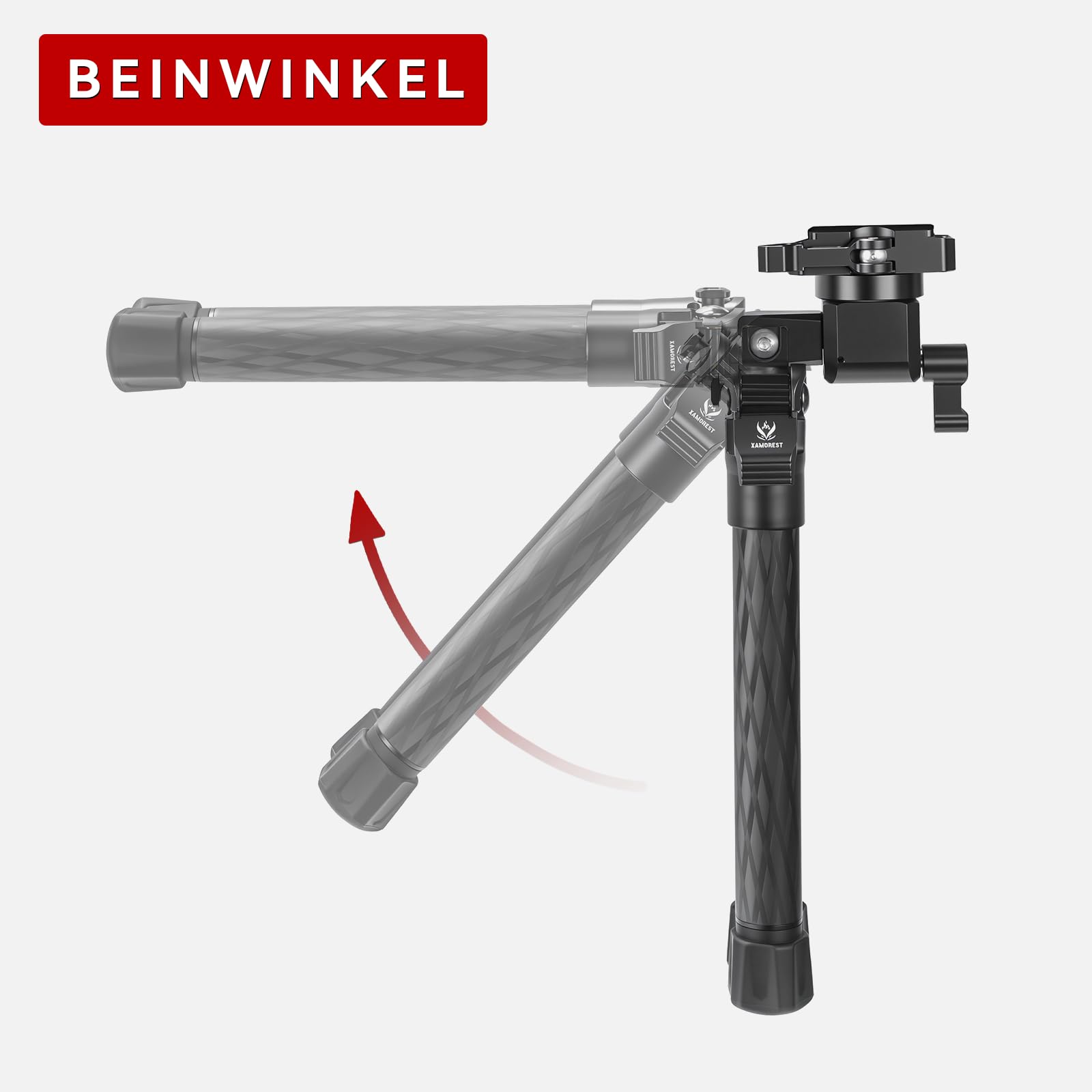 SBP-DP SteadyShot Kohlefaser Zweibein, Picatinny & Arca-Swiss-Doppelklemmung, 360° Schwenk & ±45° Neigungseinstellung, 3 teilige Beine Jagd Zweibein