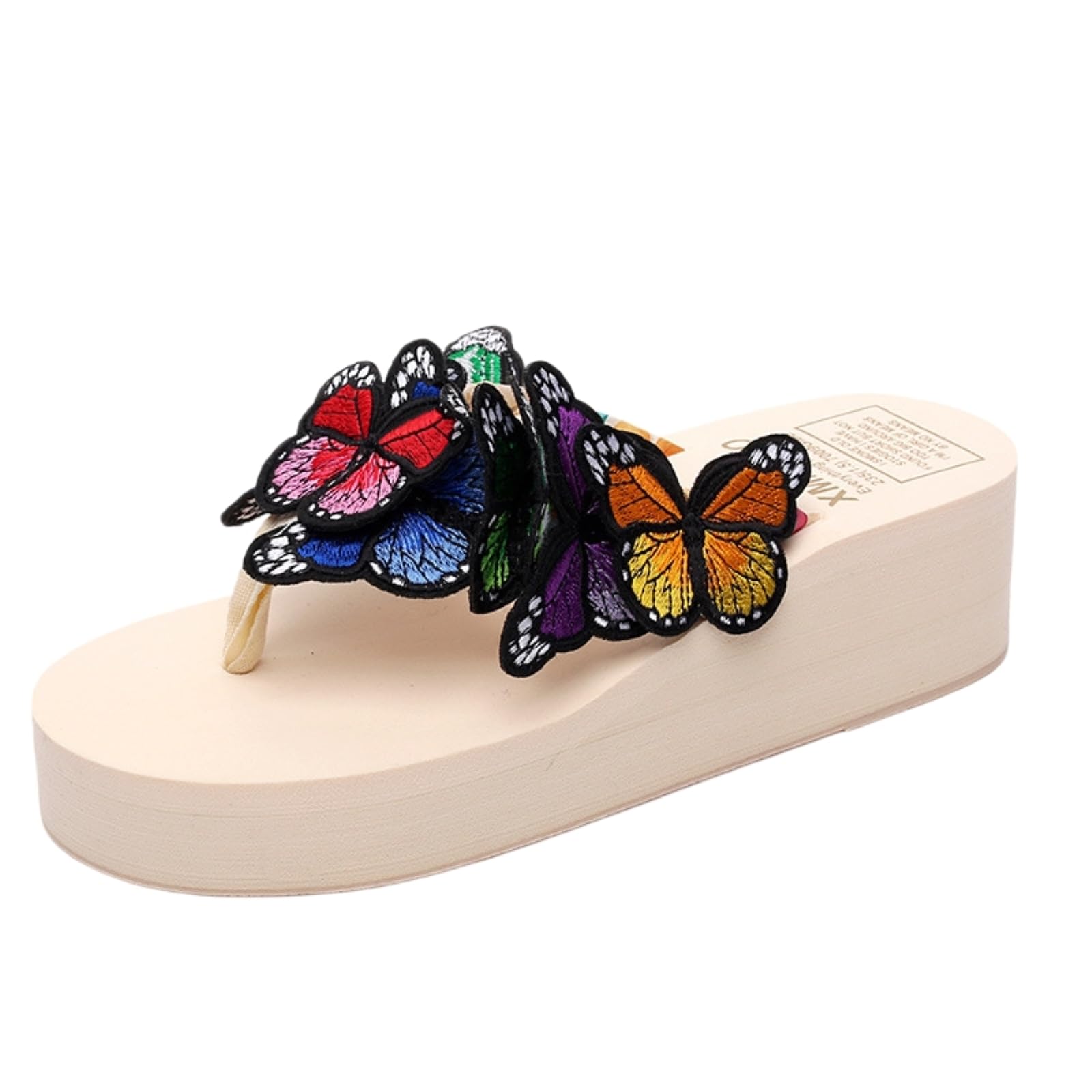 Tongs femme papillon antidérapantes avec semelle épaisse Eva pour marcher en sécurité