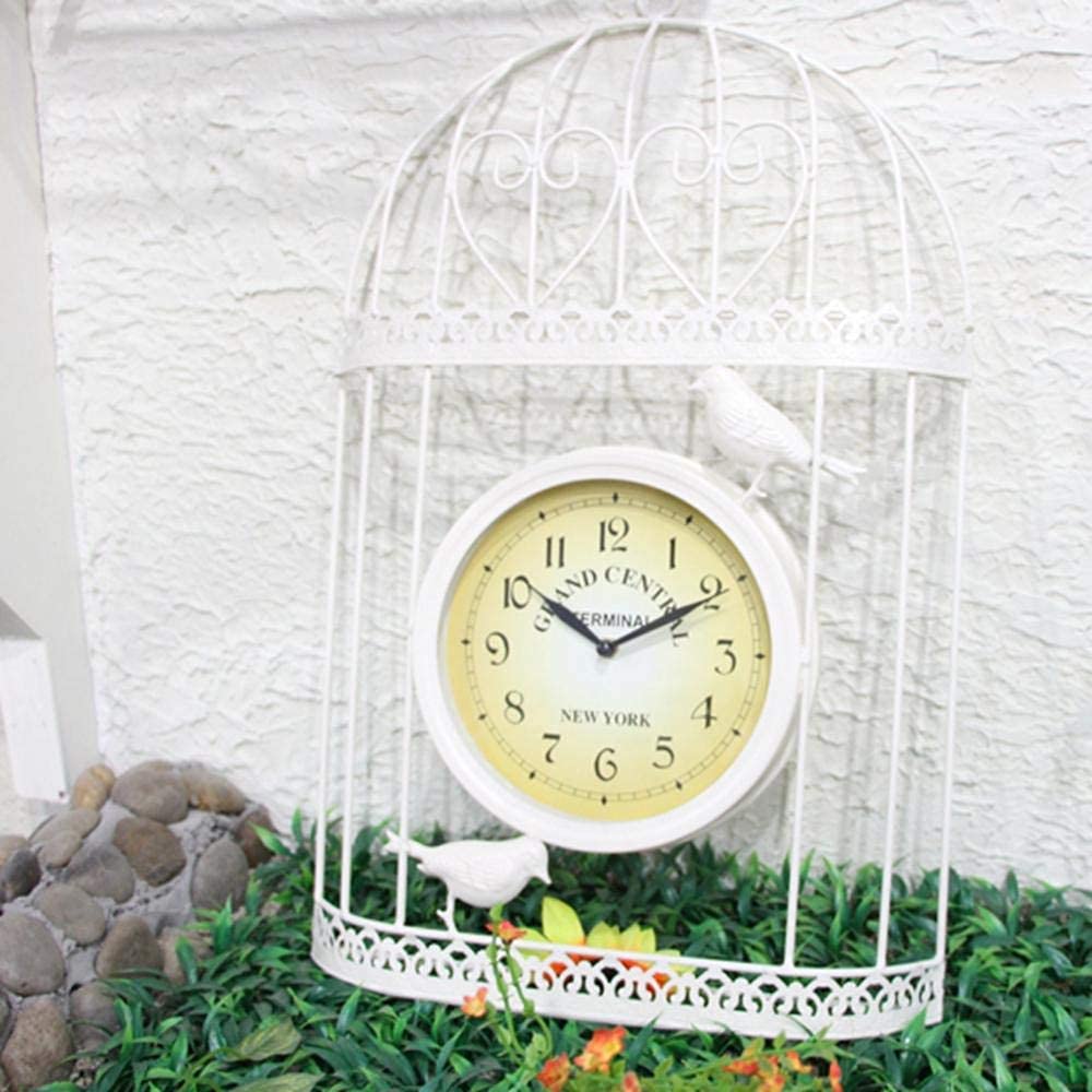 Horloge murale de jardin extérieur cage à oiseaux en fer forgé pour terrasse et déco balcon