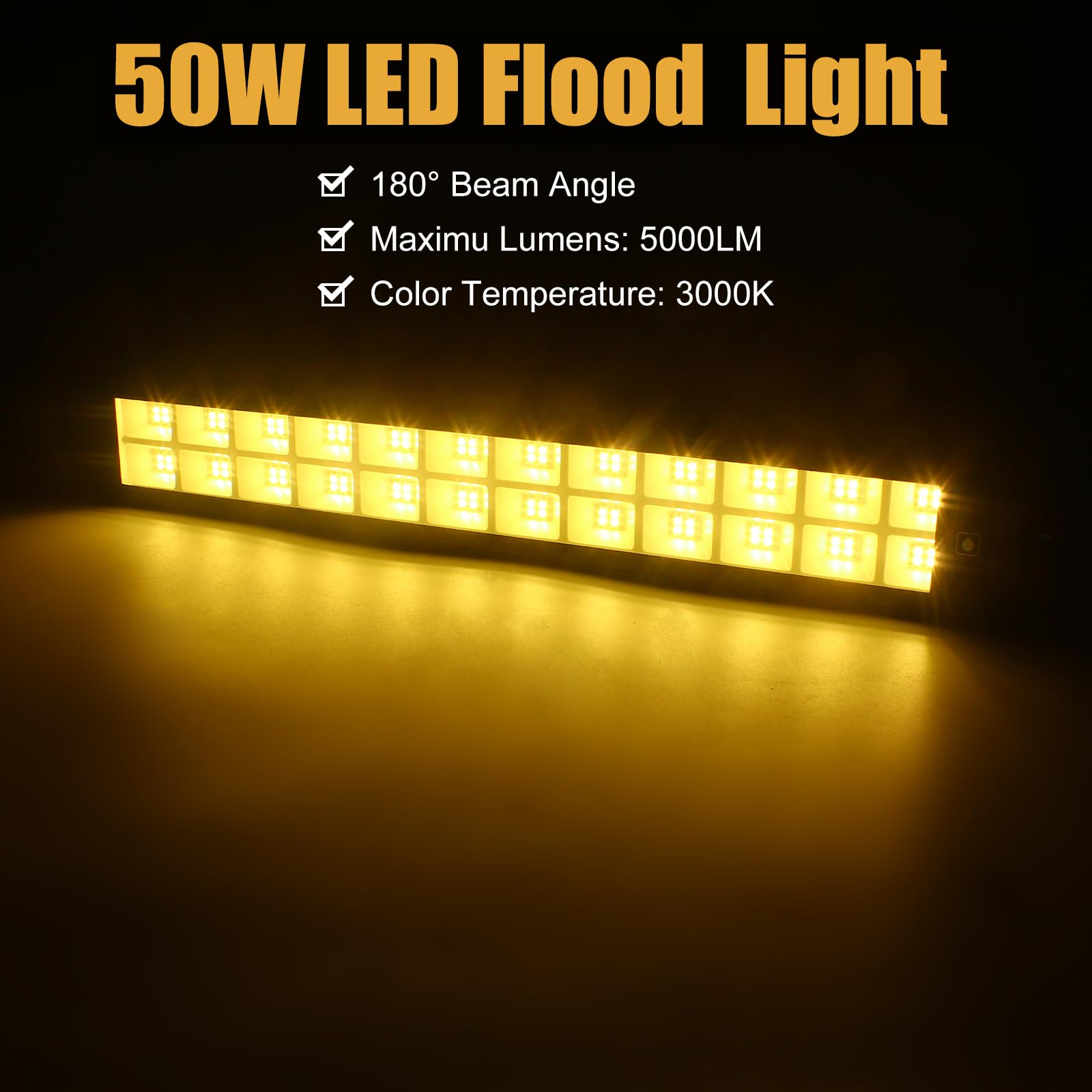 2 Stück LED Strahler Außen 50W, 3000K Warmweiß Led Wallwasher Licht | Superhell 5000LM Led Strahler Mit Stecker IP66 Wasserdicht LED Flutlicht Außenstrahler für Garten Innenhöfe Flur Türen
