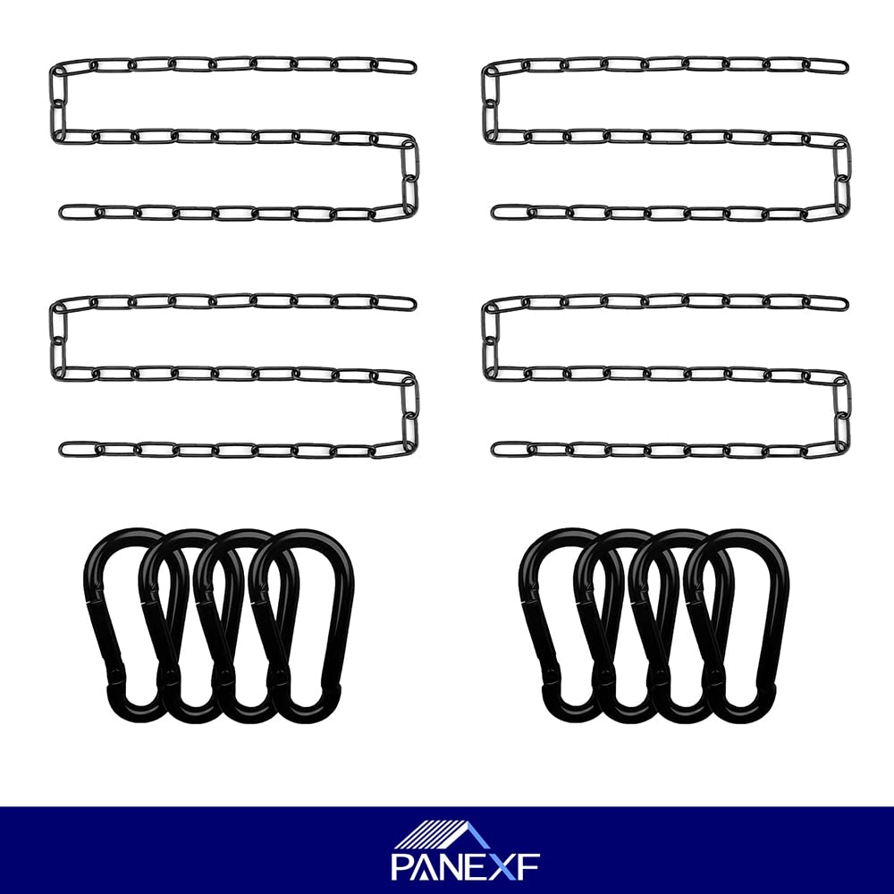 Verlängerungskette für Hängesessel 4 Stück Hängesessel Kette Ø4mm 50cm Metallkette Stahlkette Schaukelketten mit 8 Stück Karabiner für Hängematte Hängestuhl Sandsack