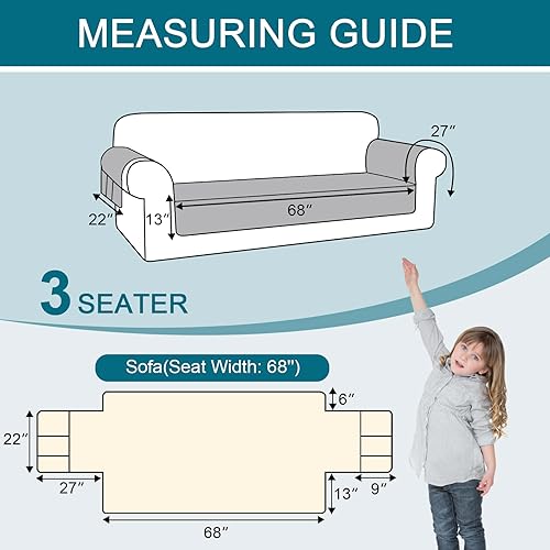 Miniatura 5 de Turquoize Fundas impermeables para sofá de mascotas, funda lavable para sofá de perro, funda protectora para mascotas, fundas de asiento con