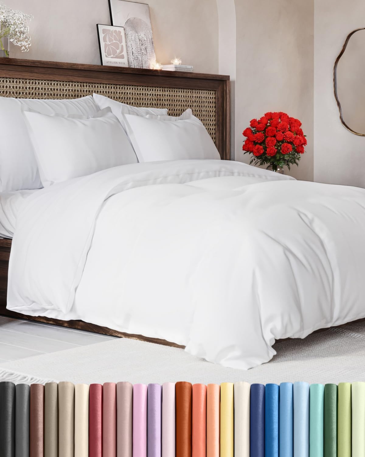 Duvet Cover King Size - Extra Soft 3 Piece with Zipper Closure - White