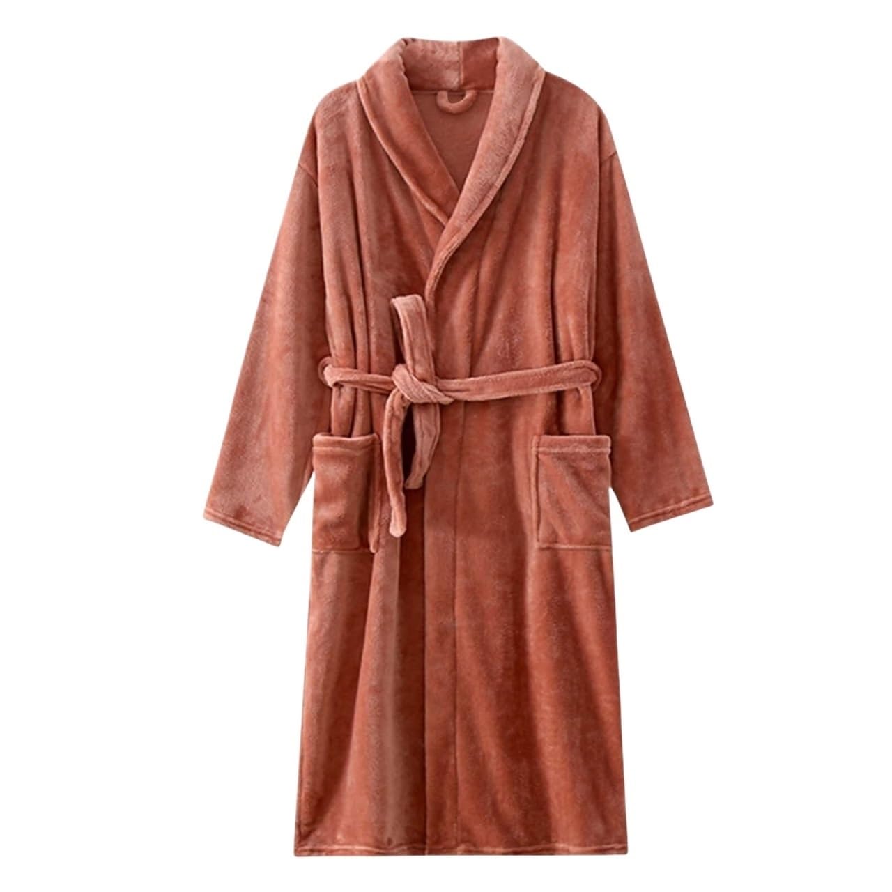 Albornoz Para Viajes Piscina Bata De Felpa Lana Unisex Suave Y Esponjosa Larga Con Bolsillos Albornoz Cálido Invierno Ropa De Dormir