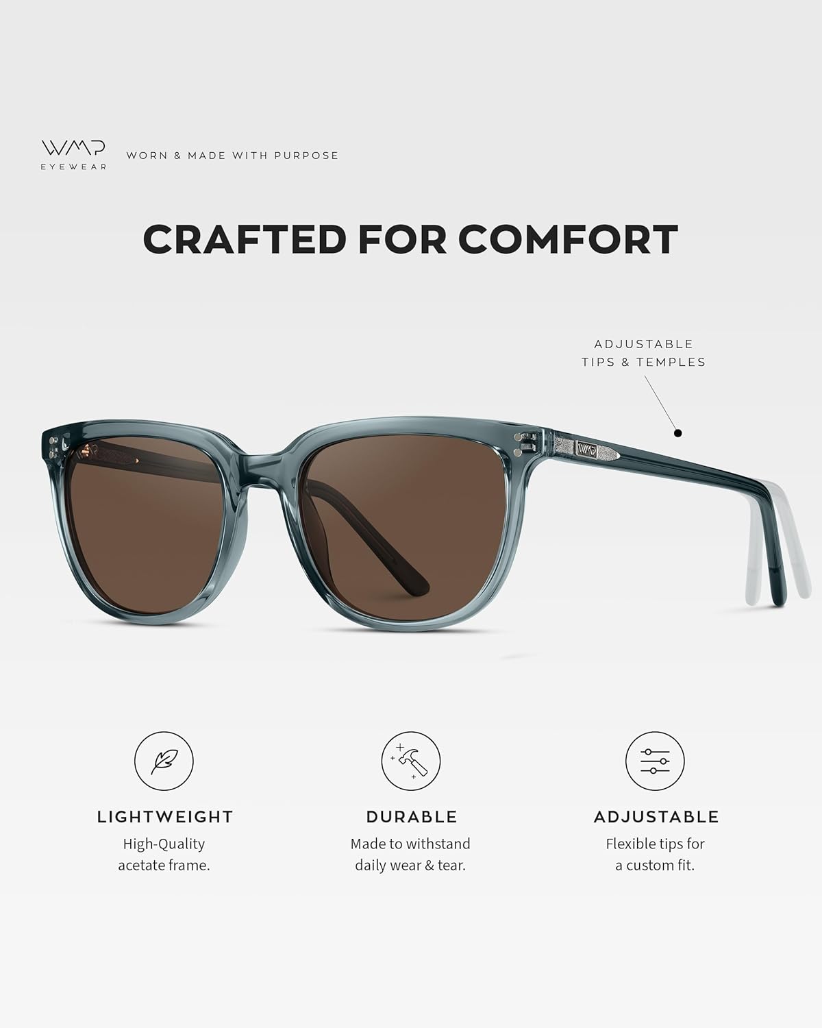 WearMe Pro Polarized Classic Retro Flat Square Unisex Sunglasses - Image 8