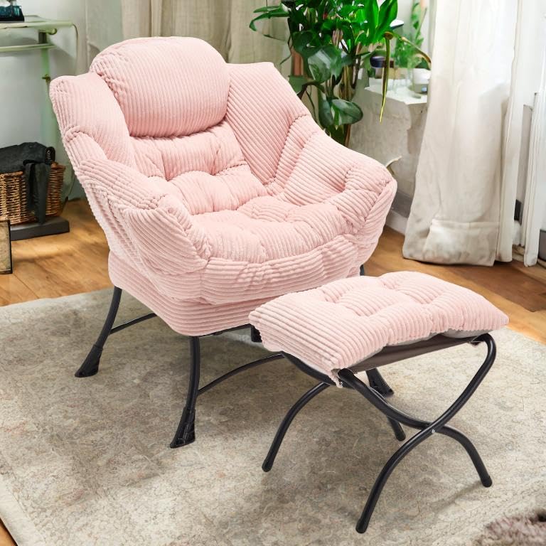 Sillón peluche rosa plegable miniatura 3