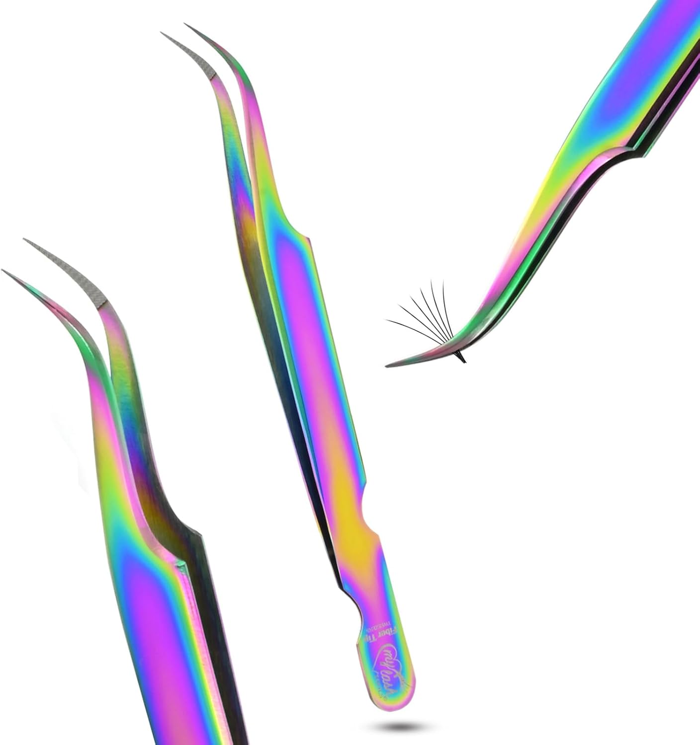 My Lash Tools Fiber Tip Tweezers for Lash Extensions Curved