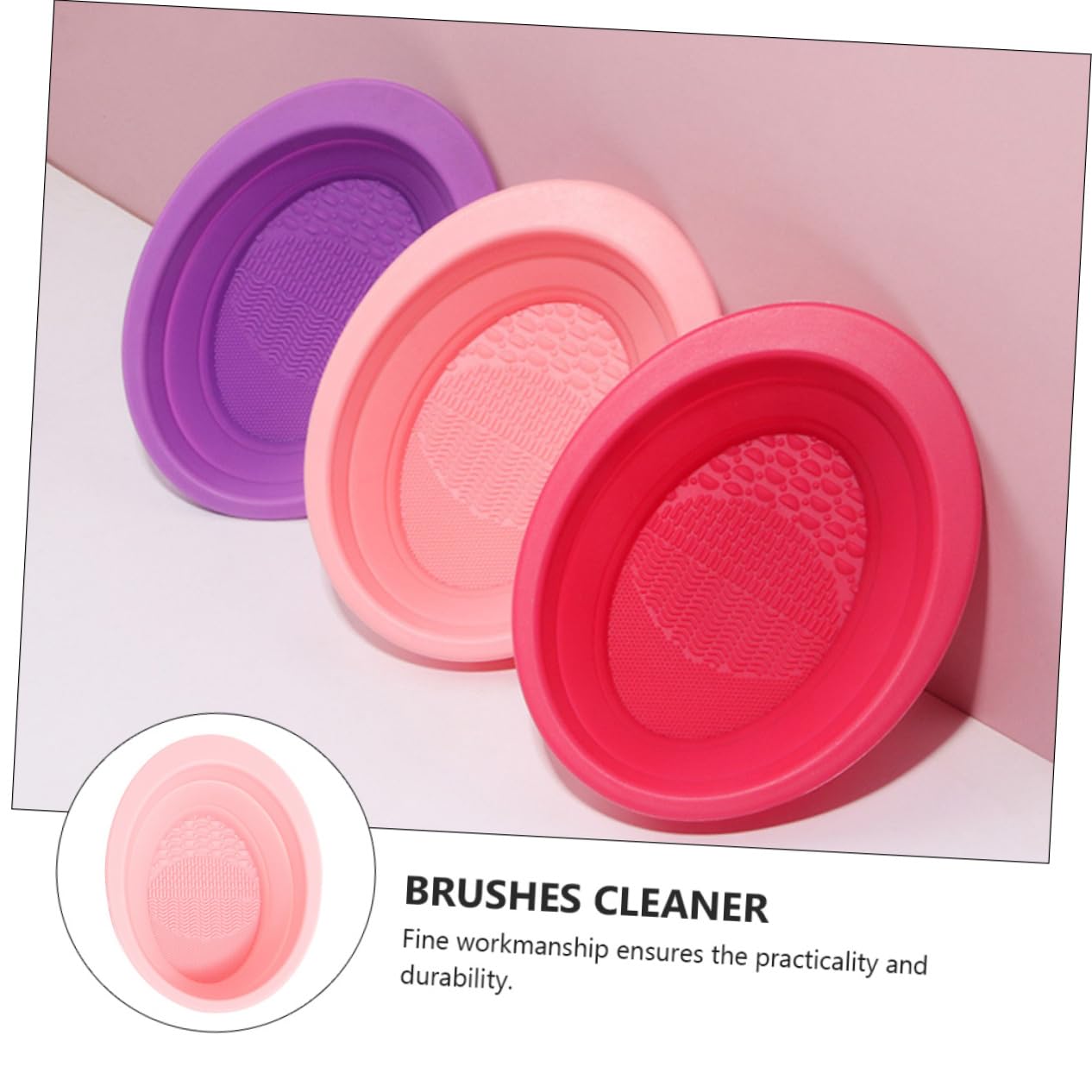 minkissy 3 Pezzi Di Pennelli Per Il Trucco in Silicone Ciotola Pieghevole Portatile Piastra Per La Pulizia Dei Pennelli Per Il Trucco Compatta E Versatile Per Salone E Casa