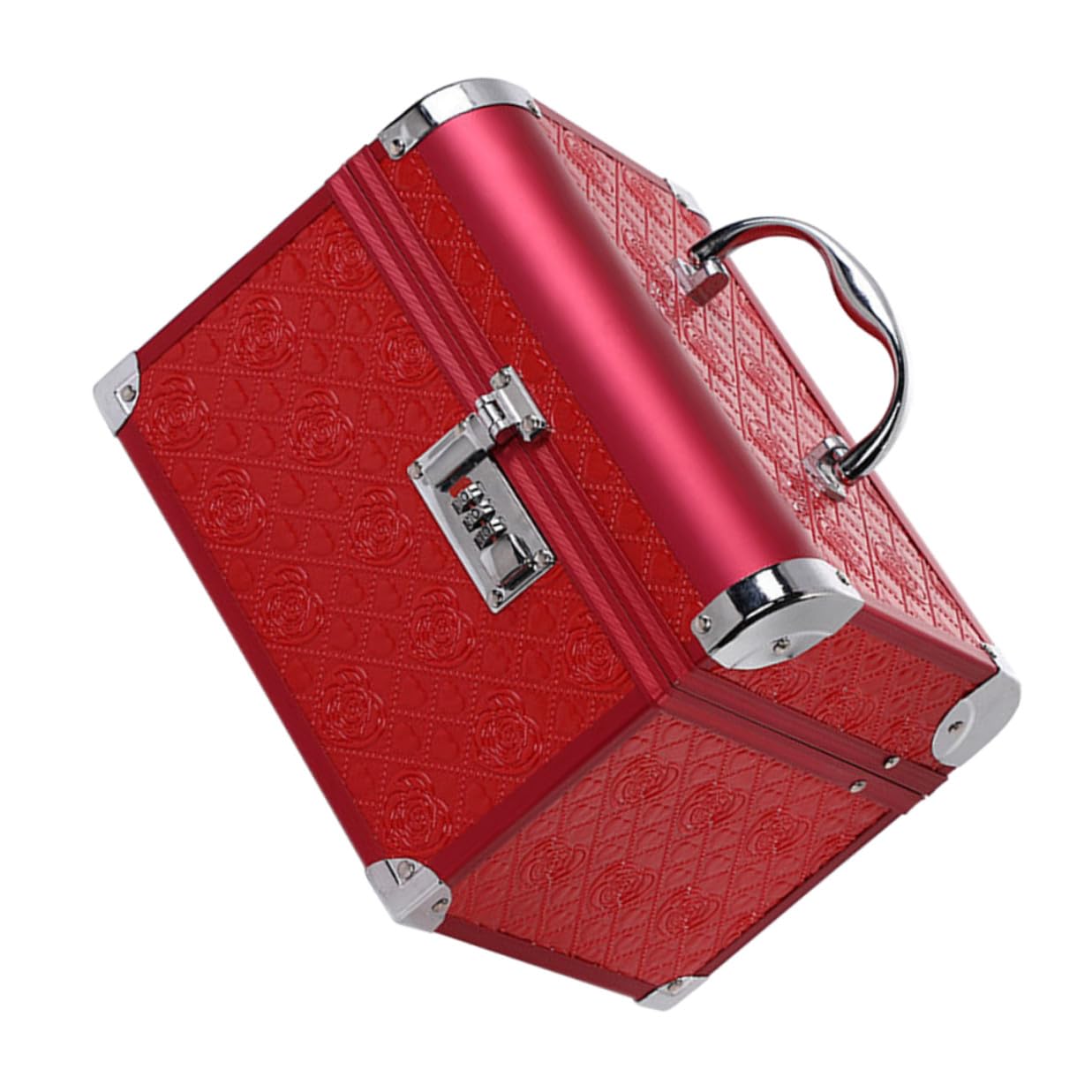 Hemobllo Elegante Rote Schmuckaufbewahrungsbox aus Pu Leder und Aluminiumlegierung mit Zahlenschloss Vintage Schmuckkästchen für Hochzeiten und Schreibtisch zur Sicheren Aufbewahrung