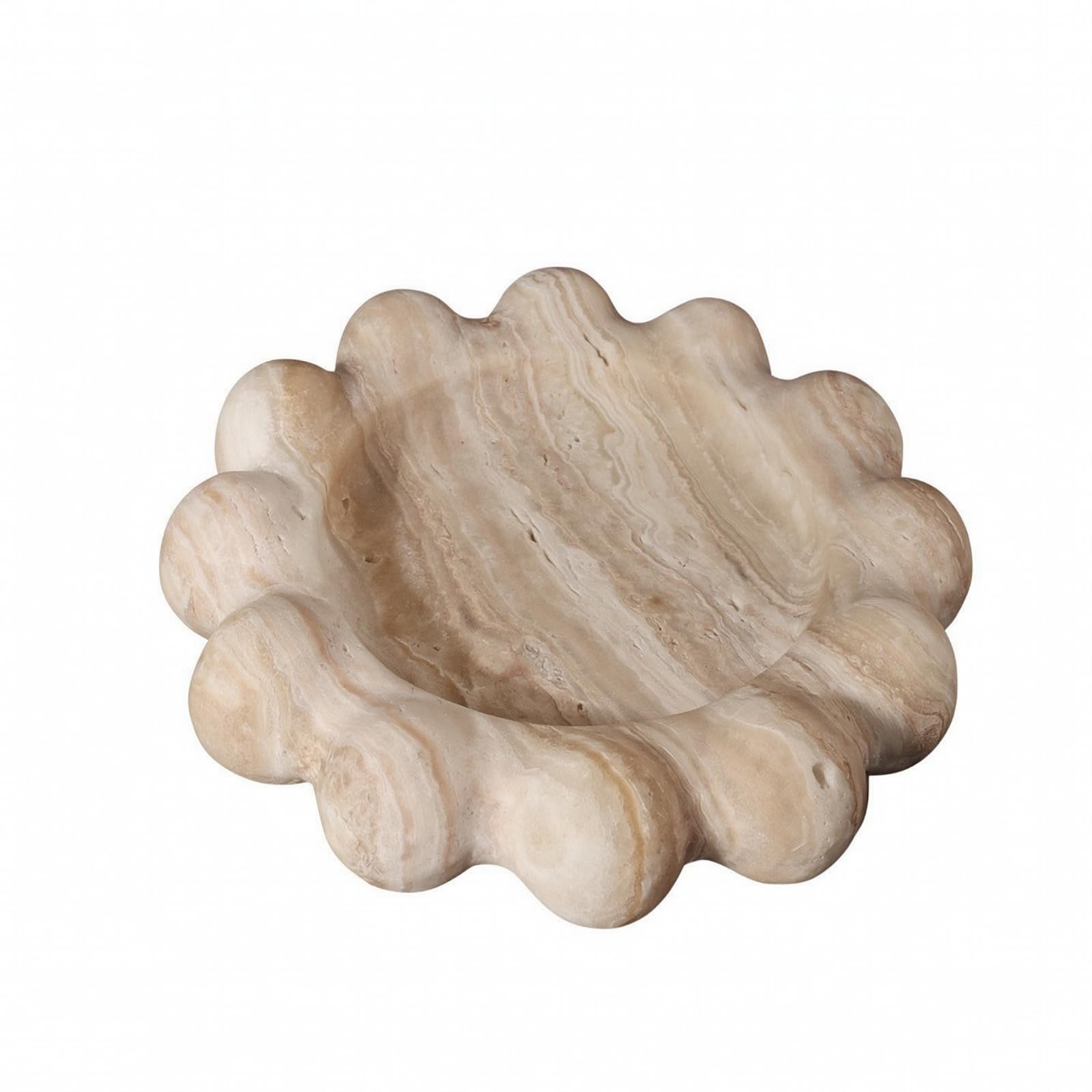 Rund Schmucktablett aus Naturstein | rativ, Kerzentablett, poliert, Badezimmertablett, für Schminktisch, Couchtisch, Beige