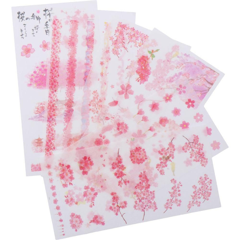YYlingx 24Sheets Flower Stickers Cherry Blossoms Stickers Scrapbook Stickers for DIY