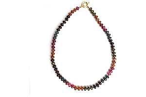 Gempires Beaded Choker Necklace, Bohemian Colorful Necklace, Multi Color Quartz Necklace, Layering...